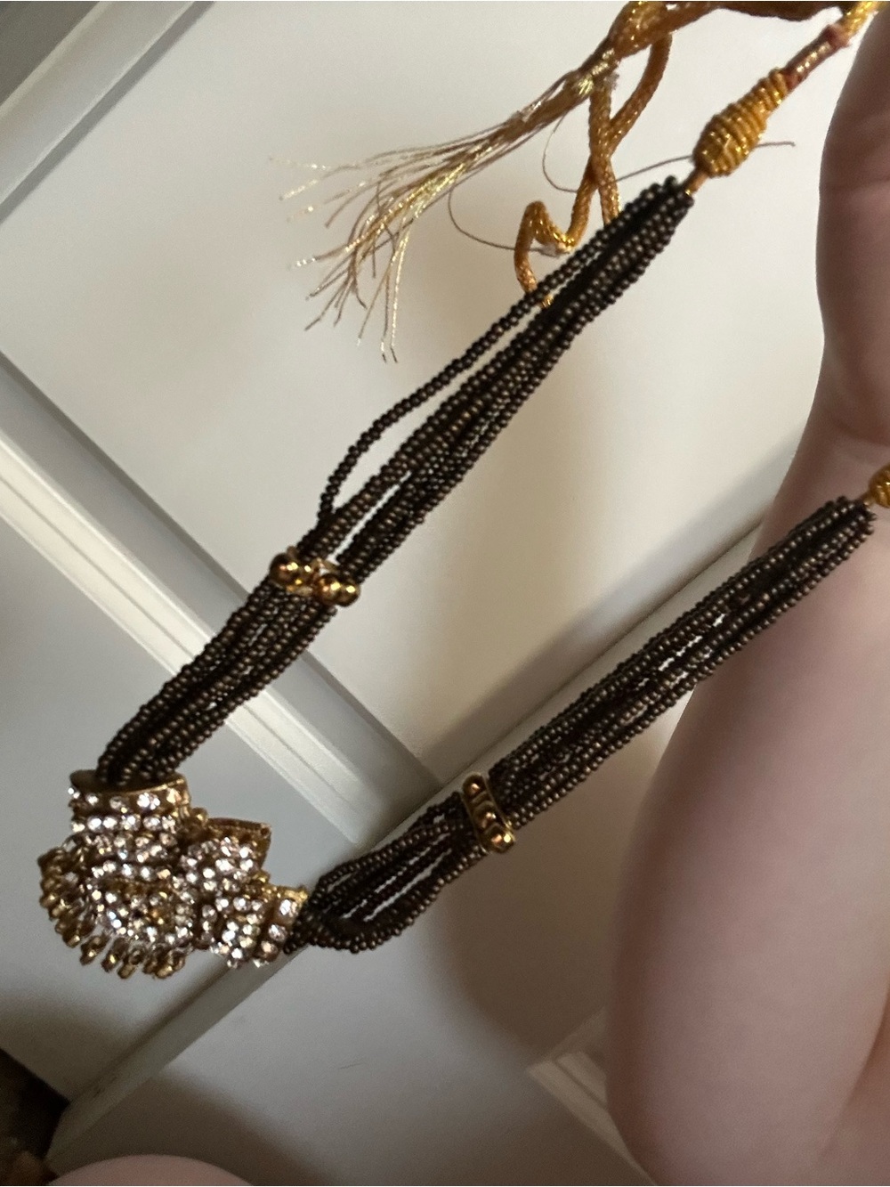 Beaded Black and Gold Statement Necklace - Brand